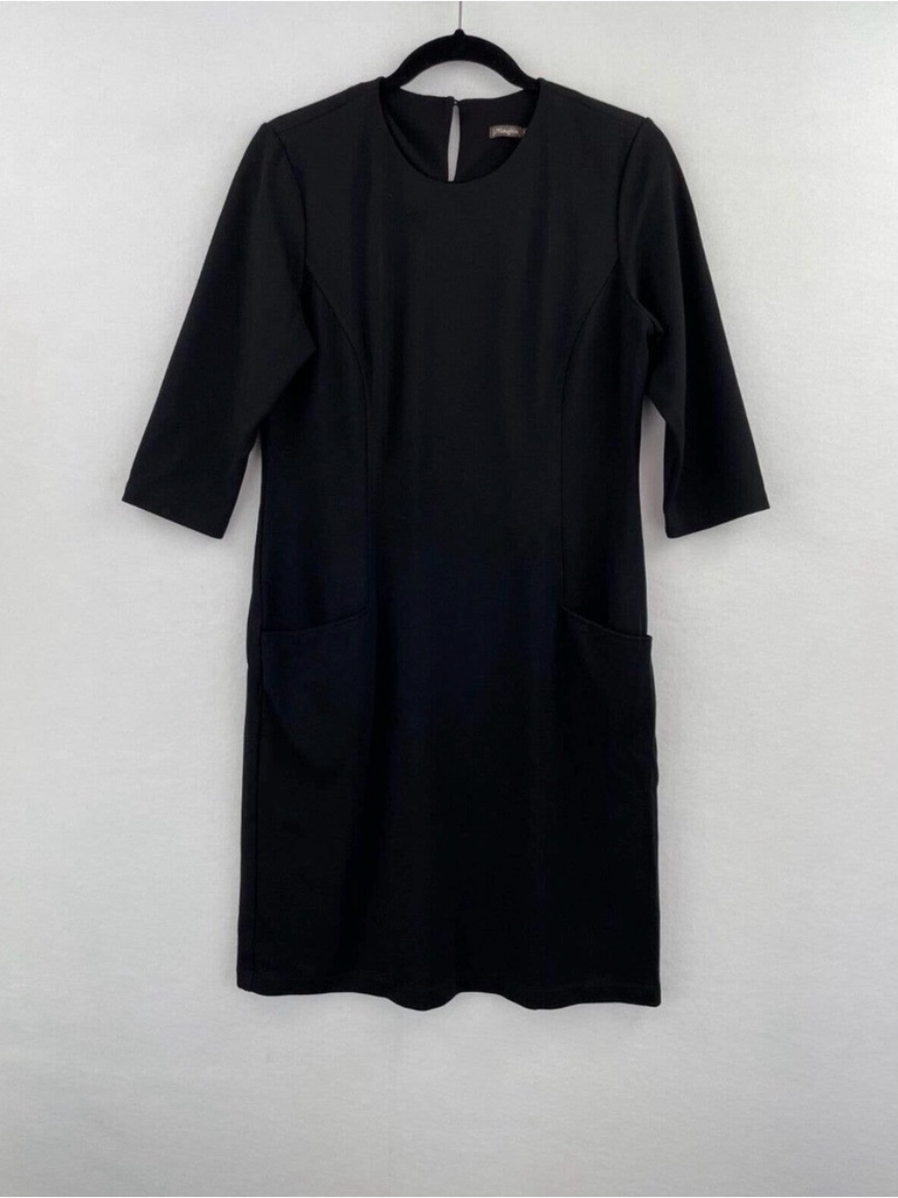 J McLaughlin XS Dress Black A-Line Stretch 3/4 Sleeve Womens